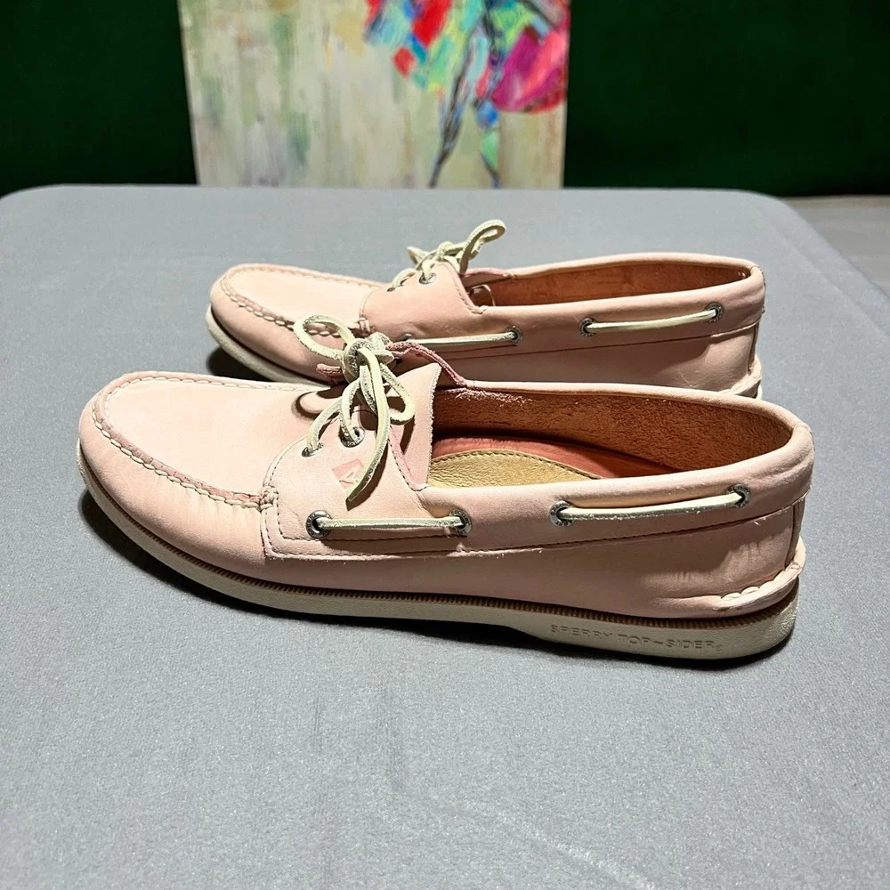 Sperry Top-Sider Authentic Original Pink Leather Boat Shoes Mens 13 STS13599